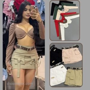 hermosa falda short de bolsillos